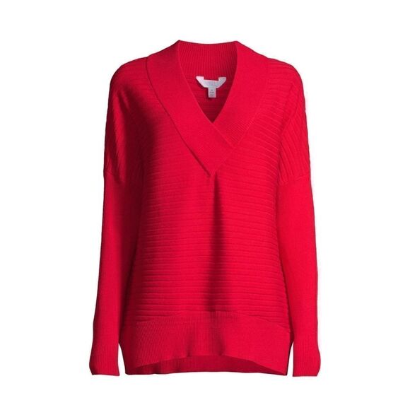 Nwt Time and Tru Women's Soft Oversized V-Neck Sweater,  Size XL - Picture 1 of 8